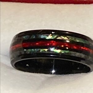 MENS WEDDING GROOM CASUAL DRESS TITANIUM BLACK RED CORAL RING BOX !!